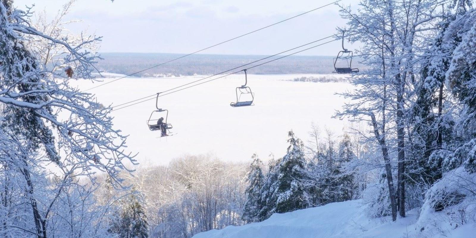 Down hill skiing and cross country skiing Image